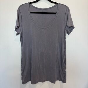 Lululemon Athletica Shirt Womens 12 Gray Side Pockets Round Neck Short Sleeves